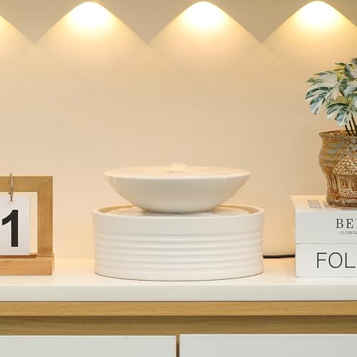 Andady Outdoor and Indoor Ceramic Tabletop Desktop Fountain Water Feature Home and Office Decoration White A192 - Image 3