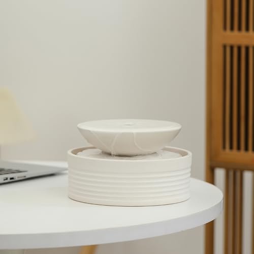 Andady Outdoor and Indoor Ceramic Tabletop Desktop Fountain Water Feature Home and Office Decoration White A192 - Image 1