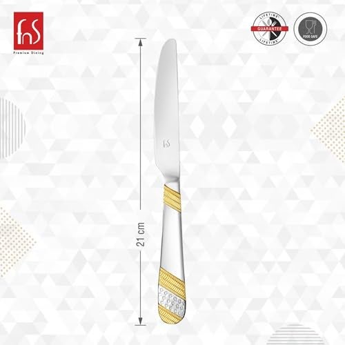 FnS Imperio 24 Karat Gold Plated 24-Piece Cutlery Set, Premium Stainless Steel (6 Dinner Spoons, 6 Dinner Forks, 6 Tea Spoons, 6 Dinner Knives with Hanging Stand) - Image 4