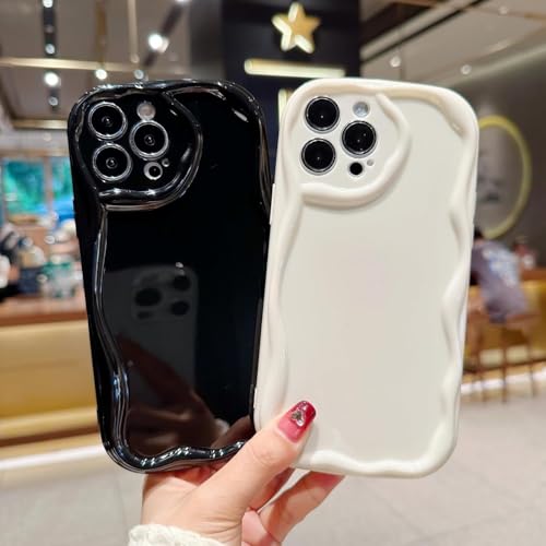 KC Back Cover for Vivo T4x 5G / iQOO Z10x 5G - New Curly Wave Frame Shape Shockproof Bumper Soft Silicone Case with Camera Protection (White) - Image 5