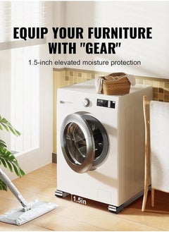 XiuWoo Washing Machine Large Appliance Base Stand, Heavy Duty Furniture Appliances Rollers, Adjustable Length Lockable 24 Universal Wheel Mobile Base for Washer Dryer Dishwasher White  - Image 5