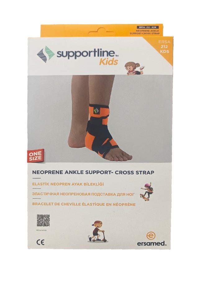 SupportLine Kids Neoprene Ankle Support - Cross Strap ERSA 212 KDS (One Size)  - Image 1