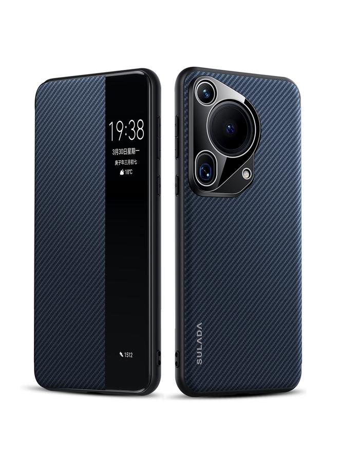 SULADA Case For Huawei Pura 70 Ultra Kevlar 600D Texture Smart Window Leather Phone Case - Image 1