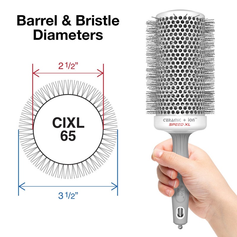 Olivia Garden Ceramic + Ion Speed XL - Extra-Long Round Thermal Hair Brush - Not Electrical - Professional Blowout Brush for Normal to Thick Hair - 3 1/2"- Diameter Barrel - CIXL-65 - Image 1