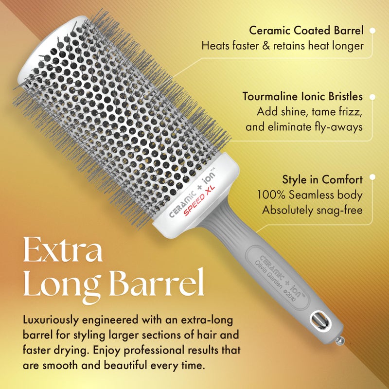 Olivia Garden Ceramic + Ion Speed XL - Extra-Long Round Thermal Hair Brush - Not Electrical - Professional Blowout Brush for Normal to Thick Hair - 3 1/2"- Diameter Barrel - CIXL-65 - Image 3