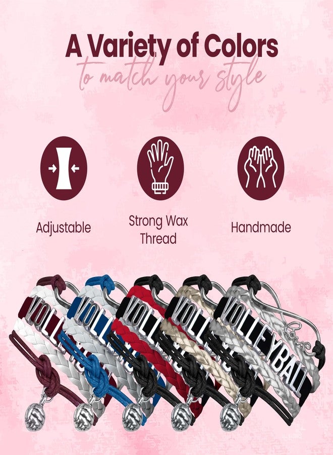 Infinity Collection Volleyball Bracelet - Ideal Volleyball Gifts. Adjustable Charm Bracelet with Moveable Letters, Infinity Symbol & Silver Volleyball Charm by SportyBella. (Maroon/White) - Image 3