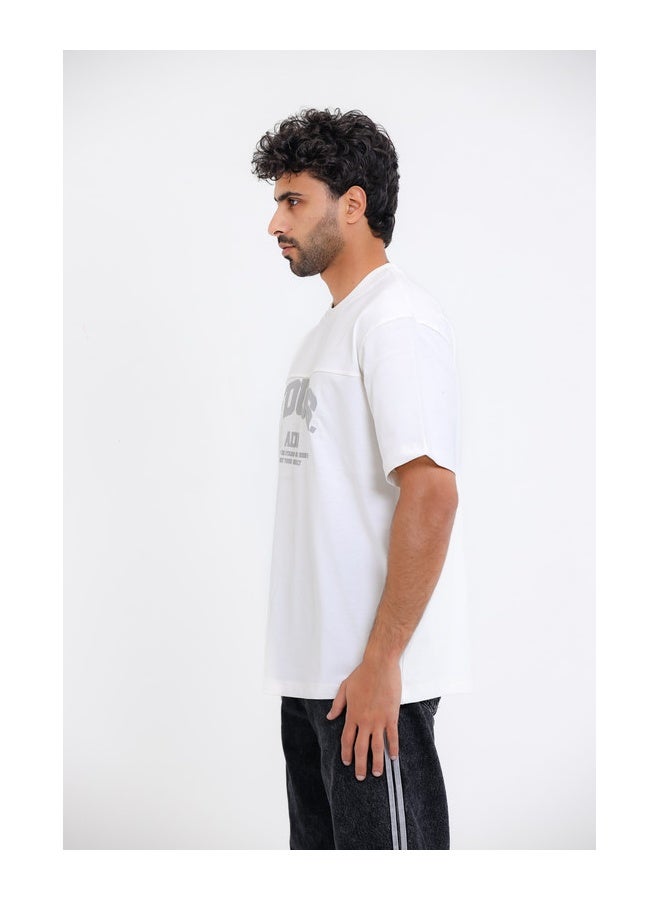 WHITE RABBIT "FDUOS" Printed Short Sleeves White T-Shirt - Image 4