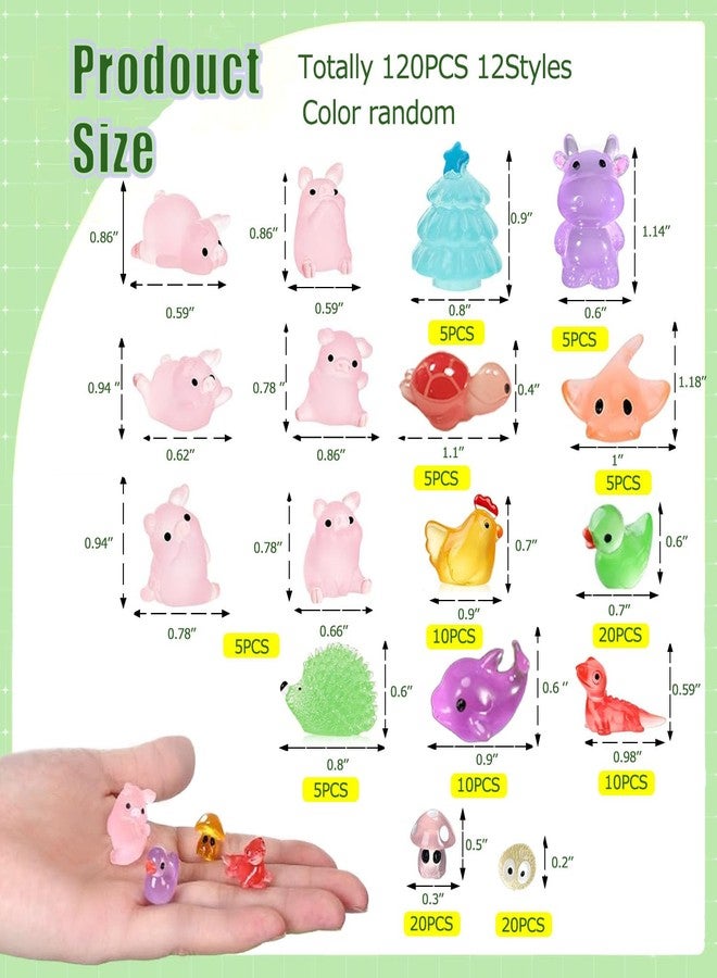 OrgMemory Pack of 120 Mini Luminous Animals, Miniature Colourful Resin for Decoration of Miniature Landscape Gardens, Fish Tanks and Aquariums, Pot Decoration, Garden Landscape - Image 2