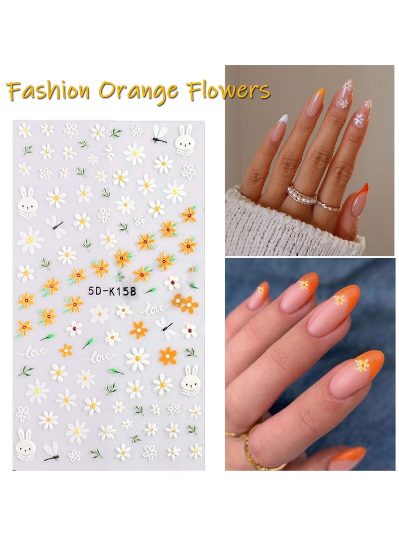 5D Flower Nail Stickers, Self-Adhesive Spring Daisy Nail Art Decals for Colorful Manicure Decoration, Perfect for Women and Men - Image 5