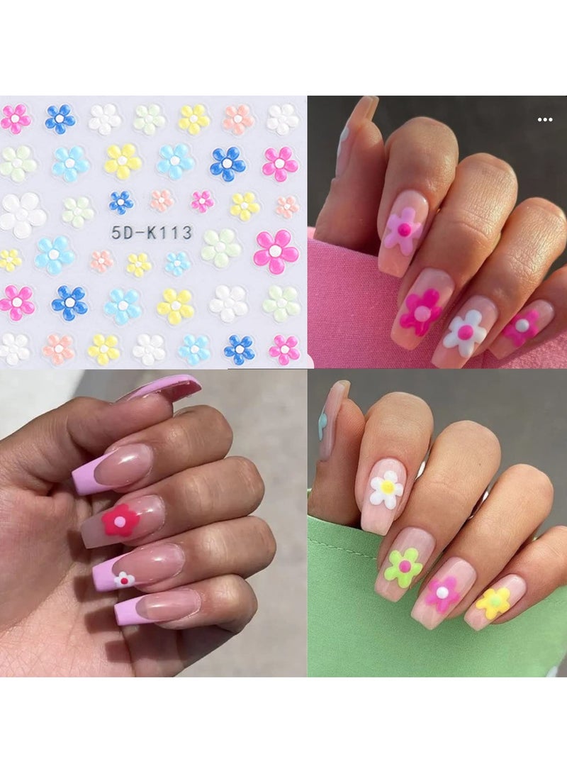 5D Flower Nail Stickers, Self-Adhesive Spring Daisy Nail Art Decals for Colorful Manicure Decoration, Perfect for Women and Men - Image 4