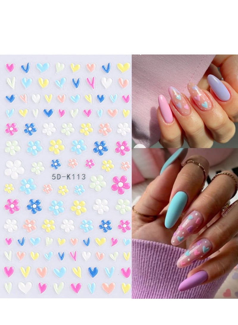 5D Flower Nail Stickers, Self-Adhesive Spring Daisy Nail Art Decals for Colorful Manicure Decoration, Perfect for Women and Men - Image 3