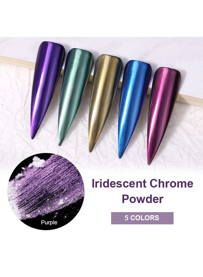 Furimuk White Pearl Chrome Nail Powder, Ice Transparent Holographic Nail Art Glitter, Neon Rainbow Holographic Chameleon Powder Chrome Iridescent Pigment Pearlescent High Gloss Aurora Dust - Image 3