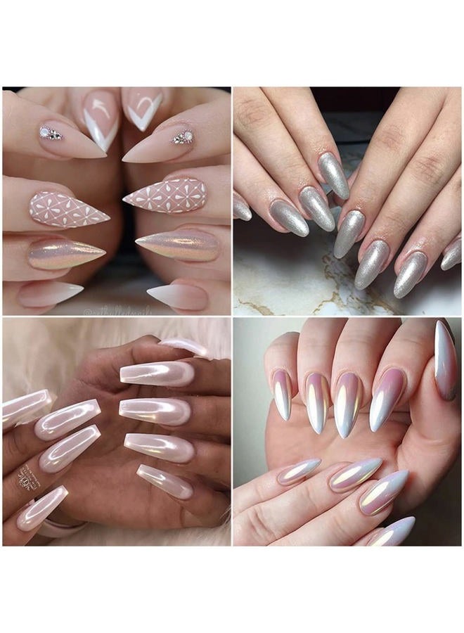 Furimuk White Pearl Chrome Nail Powder, Ice Transparent Holographic Nail Art Glitter, Neon Rainbow Holographic Chameleon Powder Chrome Iridescent Pigment Pearlescent High Gloss Aurora Dust - Image 4