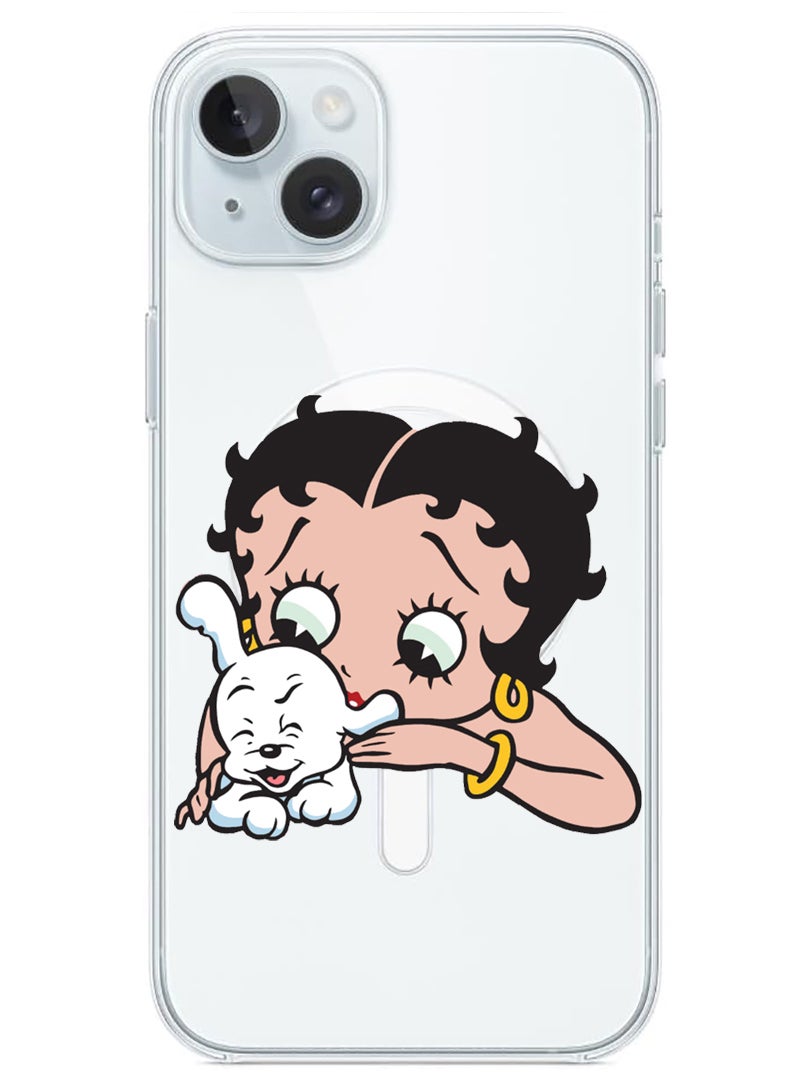 Theodor Magnetic Case for iPhone 15 6.1-inch Compatible with MagSafe Wireless Charging, Shockproof Phone Bumper Cover Betty Boop with dog - Image 1