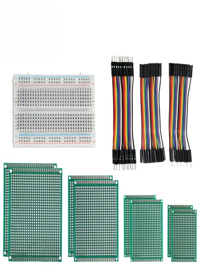 WOWOONE 8PCS Double-Sided PCB Prototyping Kit with 400-Point Breadboard & 3 Types 10cm 20Pin Jumper Wires, Compatible with Arduino and Raspberry Pi for DIY Electronics & Soldering Projects - Image 1