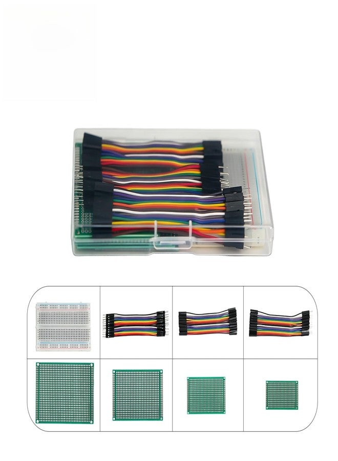 WOWOONE 8PCS Double-Sided PCB Prototyping Kit with 400-Point Breadboard & 3 Types 10cm 20Pin Jumper Wires, Compatible with Arduino and Raspberry Pi for DIY Electronics & Soldering Projects - Image 2