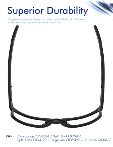 SAUCER قطع غيار أنف بديلة SAUCER لنظارات Oakley Split Shot OO9416 | Split Time OO4129 | Targetline OO4129 | Crossrange Patch R XL OO9361 - أسود قياسي + أسود مناسب للآسيويين - Image 5