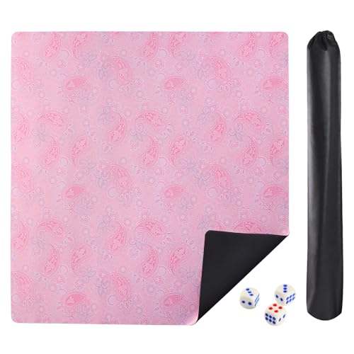 GUSTARIA Pink Mahjong Mat Mahjong Table Mat with Prints Extra Dice for Poker Card Mahjong Dominoes Games 315 inches - Image 1