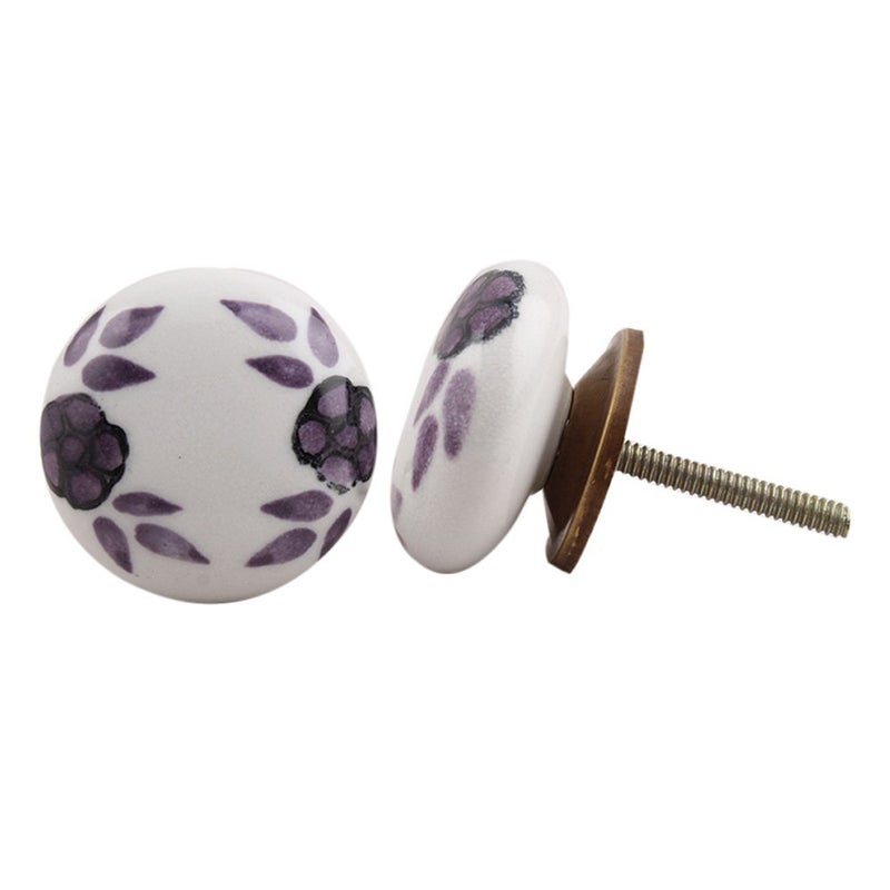 Indian-Shelf IndianShelf 8 Piece Purple Floral Ceramic Drawer Knobs for Kitchen Cabinet Hardware Decorative Door Dresser Pulls Premium Splendor  - Image 1