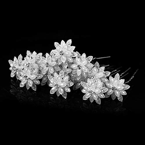 yantu Women's Floral Hair Pins with Crystal for Wedding Pack of 20 White - Image 3