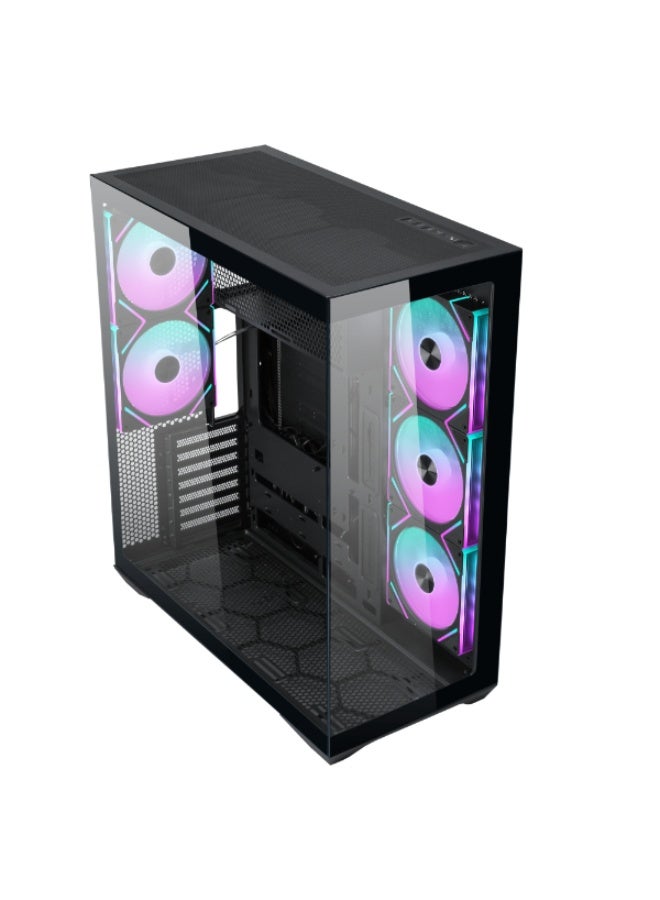 ثيرمو كيس بي سي احترافي آتاك AK06 زجاج مقوى ATX فل تاور مع 5 مراوح مقاس 140 ملم – لون أسود - Image 3