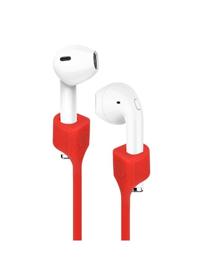 Thoraya - Double Magnetic Silicon Anti Lost Earphone Loop Strap String Rope Cord for Airpods Red - Image 1