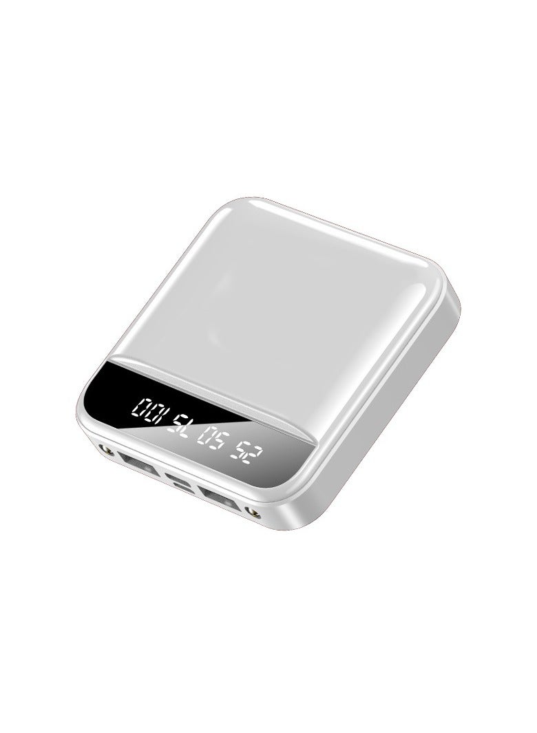 New Mini Ultra-thin Mobile Phone Digital Display Power Bank 20000 mAh Creative Fast Charging Portable Computer Power Bank (White) - Image 4
