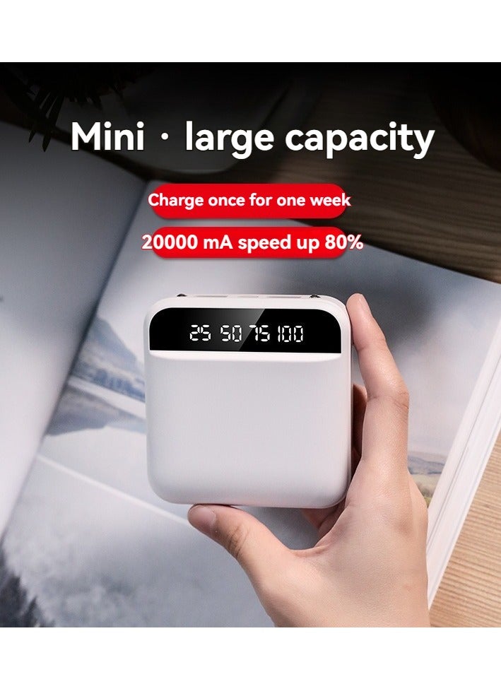 New Mini Ultra-thin Mobile Phone Digital Display Power Bank 20000 mAh Creative Fast Charging Portable Computer Power Bank (White) - Image 2