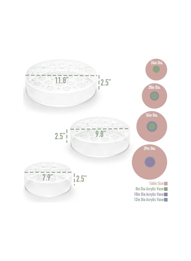 The Bros Clear Circular Leak-Proof Clear Acrylic Low Vase, Modern Round Acrylic Vase for Centerpieces, 16+5 Holes Acrylic Flower Vase, Suitable for Gifting Valentine's Day, Weddings, Birthdays - Image 5