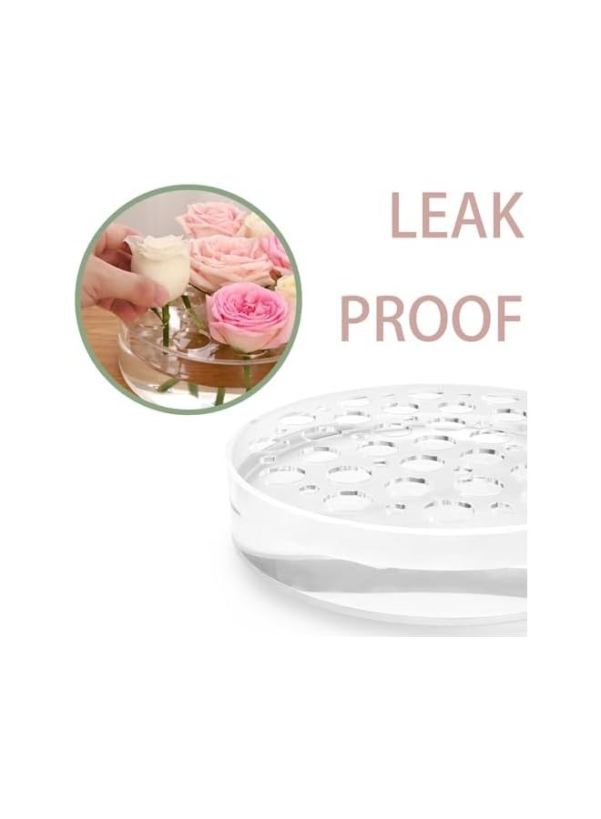 The Bros Clear Circular Leak-Proof Clear Acrylic Low Vase, Modern Round Acrylic Vase for Centerpieces, 16+5 Holes Acrylic Flower Vase, Suitable for Gifting Valentine's Day, Weddings, Birthdays - Image 4