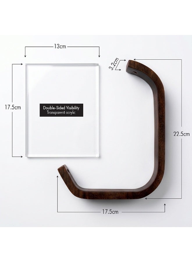 VEELEX Desktop Display Stand, Pack of 2, Wood and Acrylic, Double-Sided, Transparent Photo Frame and QR Code Menu Holder, 17.5x3.2x22.5 cm - Image 3