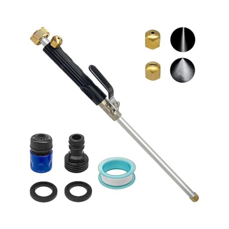 غسالة ضغط عالي مزودة بفوهتين وموصلات سريعة، مناسبة للسيارات والباحات والحدائق؛ ملحقات توصيل سريعة، فوهات منظف، خفيفة الوزن، مثالية للتنظيف المنزلي والخارجي. - Image 1