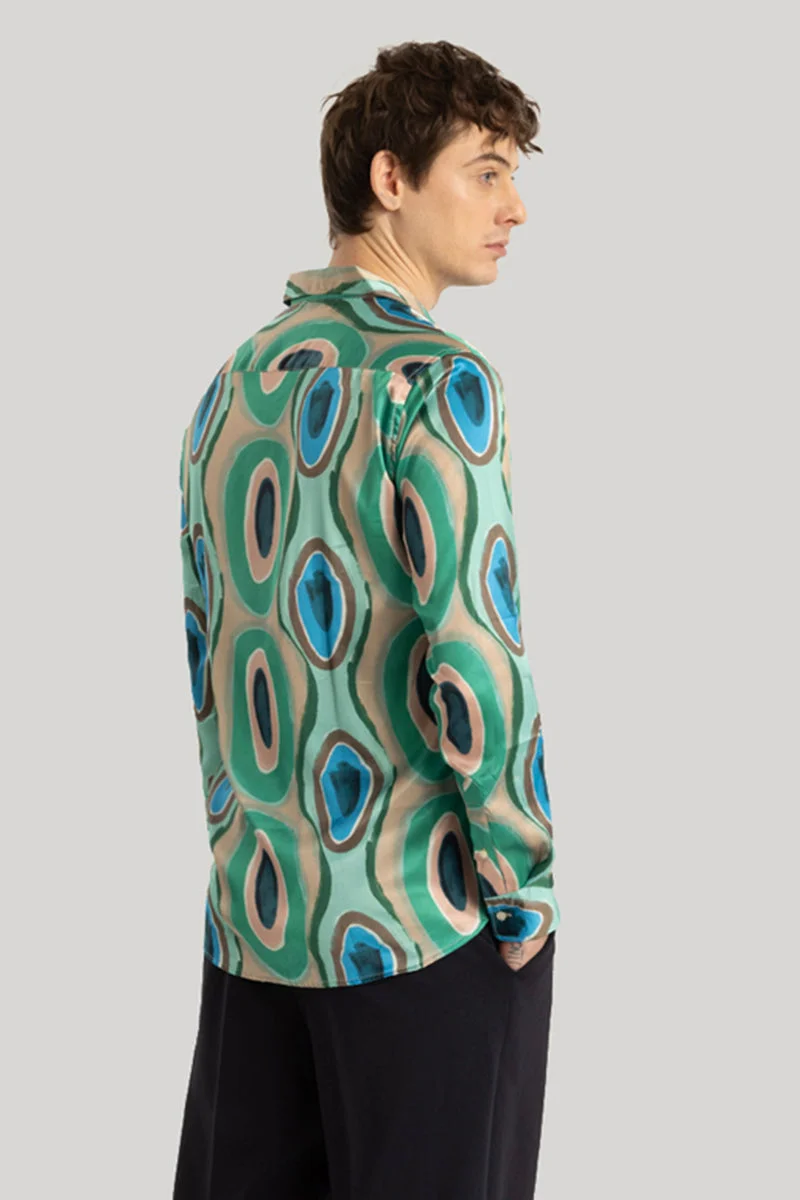 SNITCH Bram Green Printed Satin Shirt