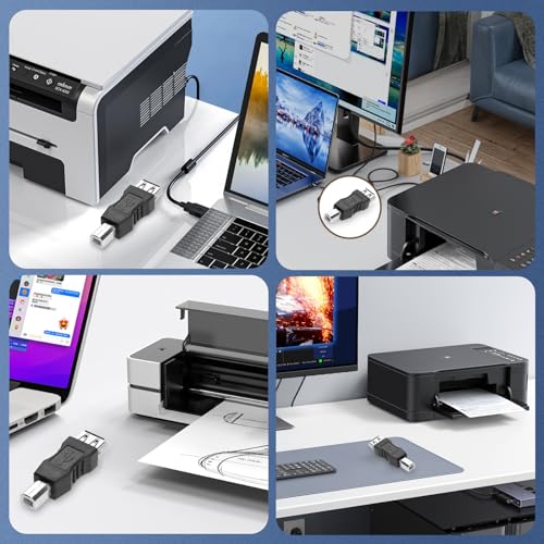 Herfair Printer to USB Adapter USB Type B Male to USB-A Female Converter for HP/Canon/Dell/Epson/Lexmark/Xerox & More Scanner Fax Machine to Computer Laptop PC (2Pack, Not Midi Adapter) - Image 5