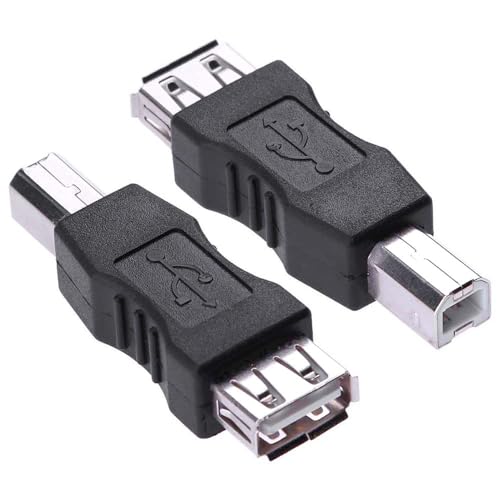 Herfair Printer to USB Adapter USB Type B Male to USB-A Female Converter for HP/Canon/Dell/Epson/Lexmark/Xerox & More Scanner Fax Machine to Computer Laptop PC (2Pack, Not Midi Adapter) - Image 1