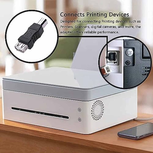 Herfair Printer to USB Adapter USB Type B Male to USB-A Female Converter for HP/Canon/Dell/Epson/Lexmark/Xerox & More Scanner Fax Machine to Computer Laptop PC (2Pack, Not Midi Adapter) - Image 4