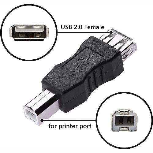 Herfair Printer to USB Adapter USB Type B Male to USB-A Female Converter for HP/Canon/Dell/Epson/Lexmark/Xerox & More Scanner Fax Machine to Computer Laptop PC (2Pack, Not Midi Adapter) - Image 2