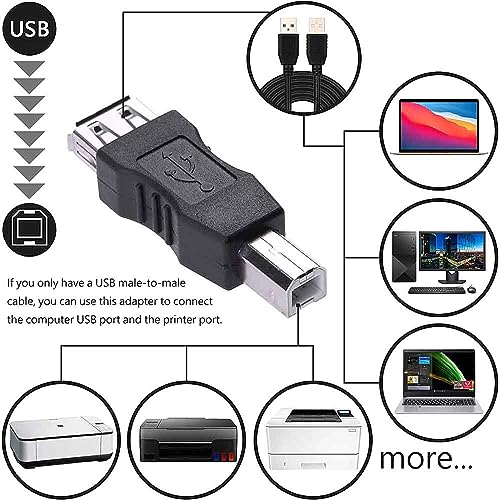 Herfair Printer to USB Adapter USB Type B Male to USB-A Female Converter for HP/Canon/Dell/Epson/Lexmark/Xerox & More Scanner Fax Machine to Computer Laptop PC (2Pack, Not Midi Adapter) - Image 3