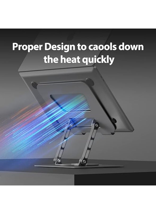 Ergonomic Laptop Stand with 360° Rotatable Base, Adjustable for 10-16 Inch Laptops, Dark Gray Aluminum - Image 2