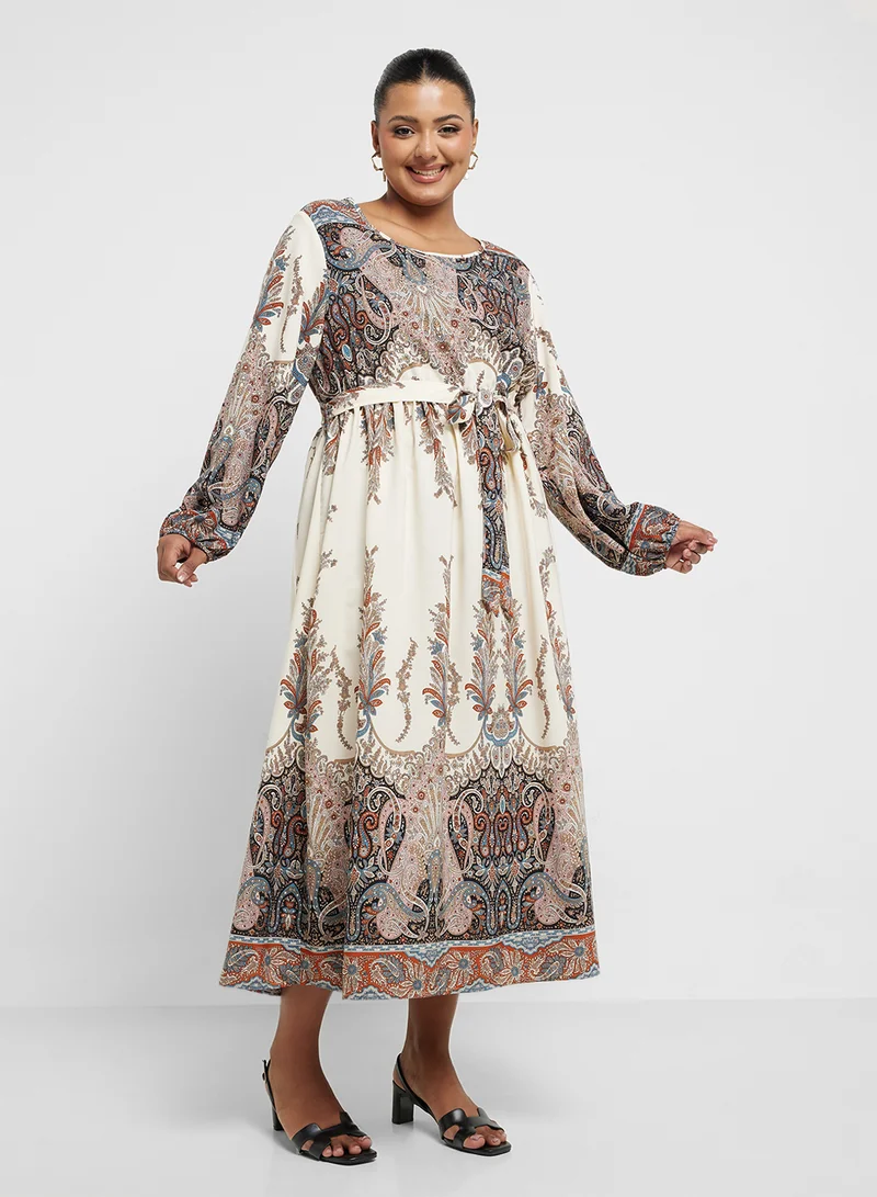 Ella Plus Paisley Print Midi Dress