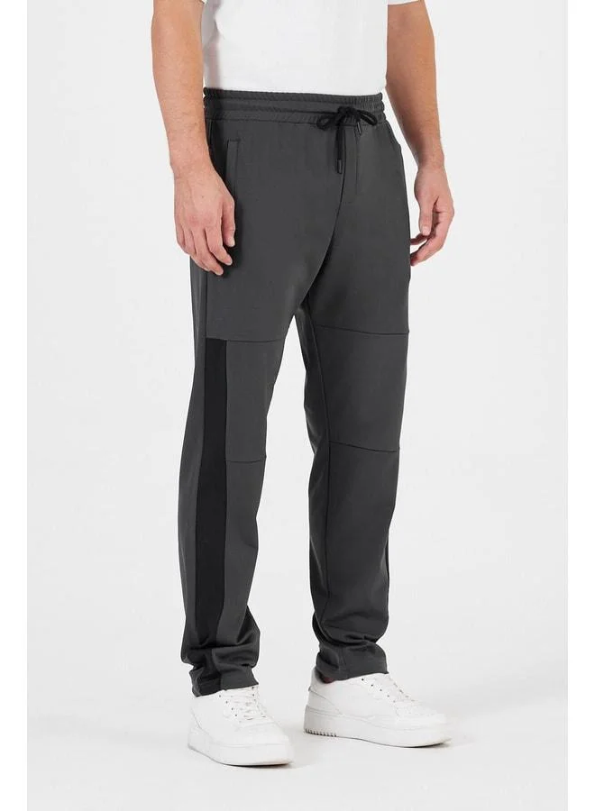 Mmetalic  Men's Anthracite Standard Fit Regular Cut Straight Leg Comfortable Jogger Sweatpants with Zip Pockets for Men | Best Price UAE