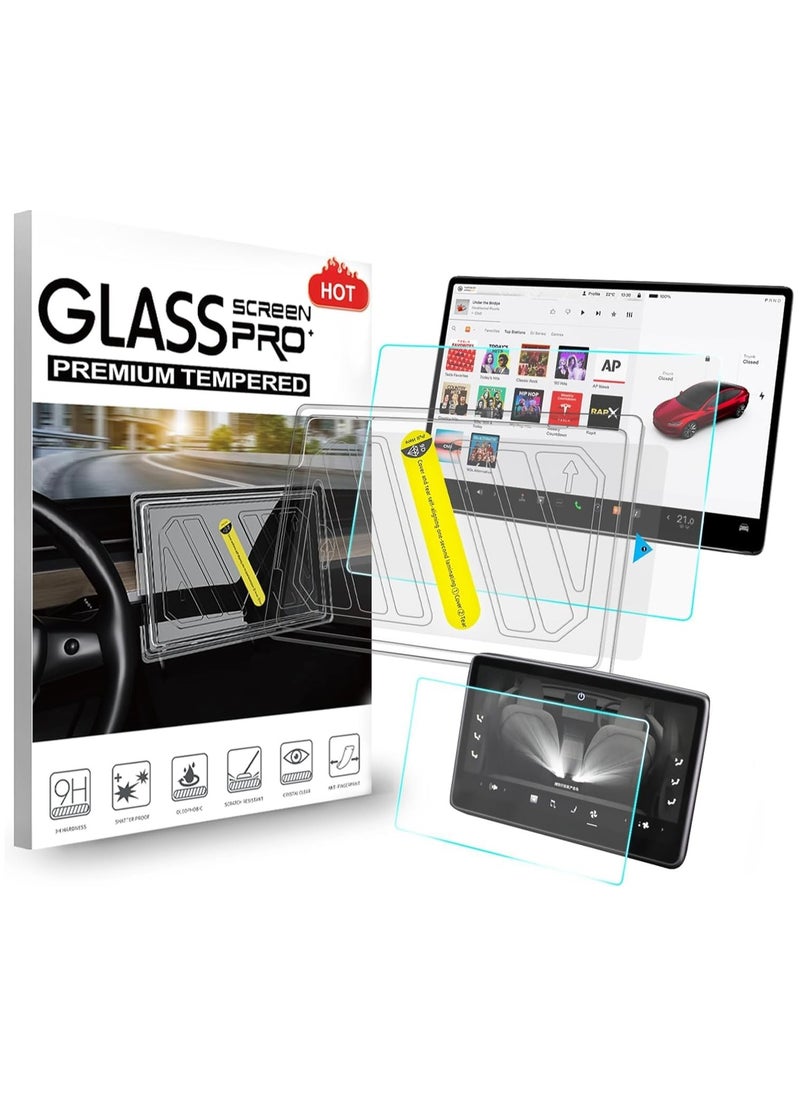 Generic 9H Tempered Glass Screen Protector for Tesla Model 3 (2024) 15.4" Touchscreen + 8" Rear Touchscreen, One Touch Easy to Install, Anti-Fingerprint, Anti-Scratch, Accessories for Model 3 Highland  - Image 1
