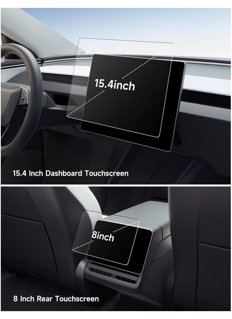 Generic 9H Tempered Glass Screen Protector for Tesla Model 3 (2024) 15.4" Touchscreen + 8" Rear Touchscreen, One Touch Easy to Install, Anti-Fingerprint, Anti-Scratch, Accessories for Model 3 Highland  - Image 3