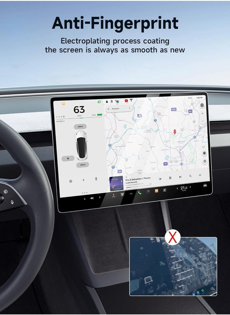 Generic 9H Tempered Glass Screen Protector for Tesla Model 3 (2024) 15.4" Touchscreen + 8" Rear Touchscreen, One Touch Easy to Install, Anti-Fingerprint, Anti-Scratch, Accessories for Model 3 Highland  - Image 5