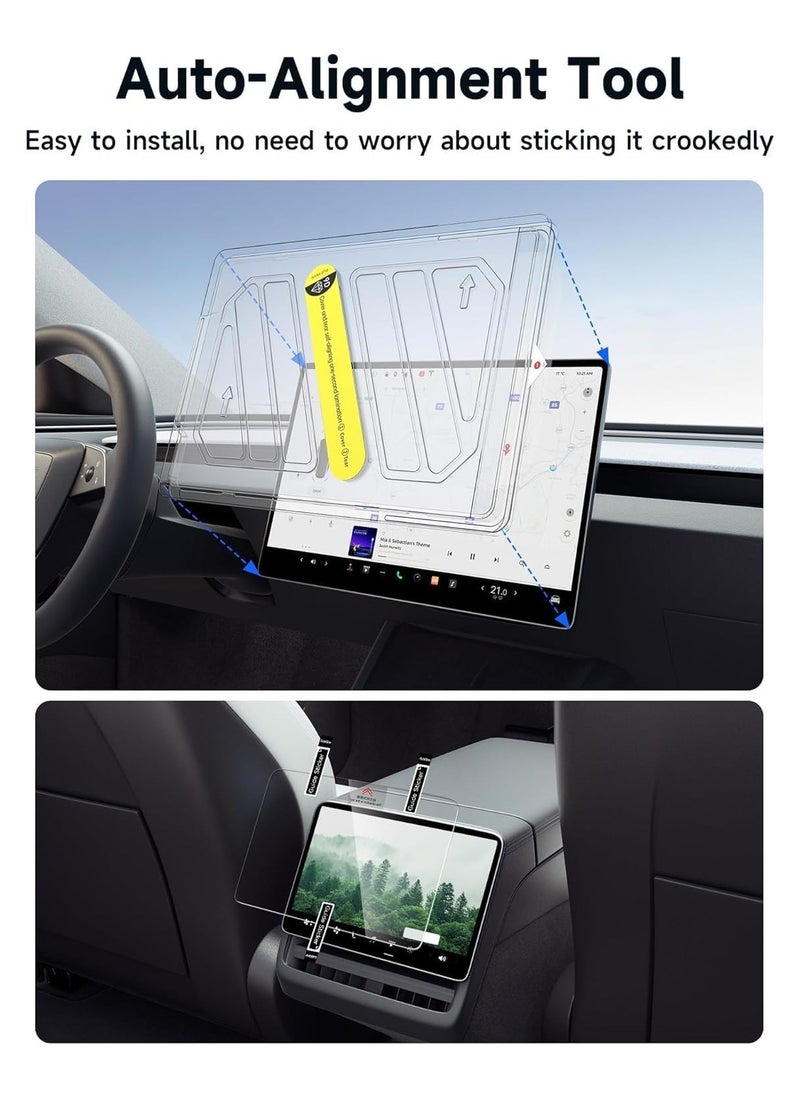 Generic - 9H Tempered Glass Screen Protector for Tesla Model 3 (2024) 15.4" Touchscreen + 8" Rear Touchscreen, One Touch Easy to Install, Anti-Fingerprint, Anti-Scratch, Accessories for Model 3 Highland - Image 1