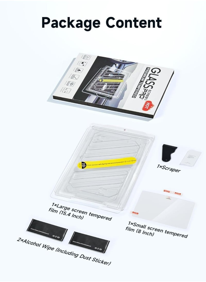 Generic - 9H Tempered Glass Screen Protector for Tesla Model 3 (2024) 15.4" Touchscreen + 8" Rear Touchscreen, One Touch Easy to Install, Anti-Fingerprint, Anti-Scratch, Accessories for Model 3 Highland - Image 1