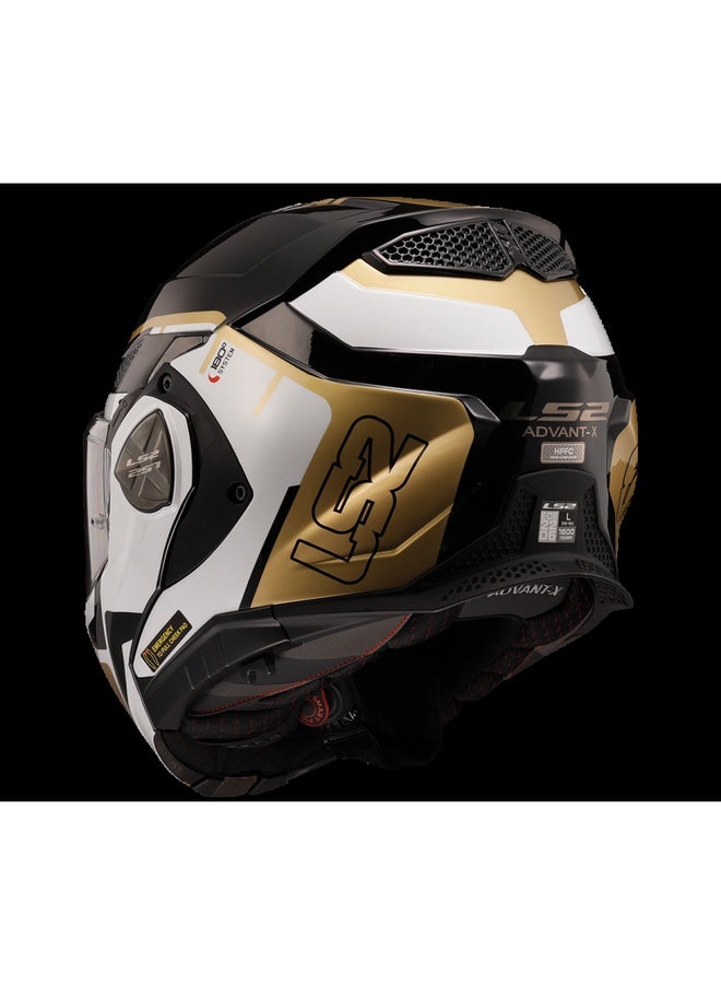 LS2 ADVANT X Modular Motorcycle Helmet Gold Black Size S | Flip-Up 180° Modular Helmet - Image 1