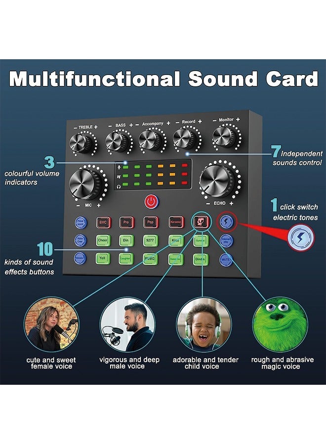 Podcast Equipment Bundle, BM800 Podcast Microphone Bundle with V8s Voice Changer, Condenser Microphone Recording Studio Package for Podcasting Live Streaming Singing PC Mobile TikTok YouTube  - Image 4
