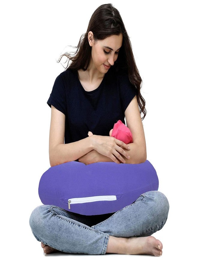 GET IT Cotton 5-in-1 Feeding Pillow with Detachable Cover | New Born Portable Breast Feeding Pillow for Baby | Infant Support for Baby and Mom (Full Purple) - Image 1