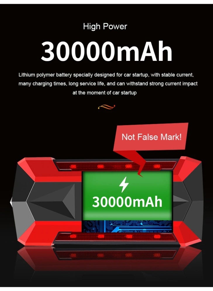 Generic Car Battery Starter 30000mAh Portable Charger Auto Jump Starter 12V Petrol Diesel Car Emergency Booster Start Power Supply  - Image 4